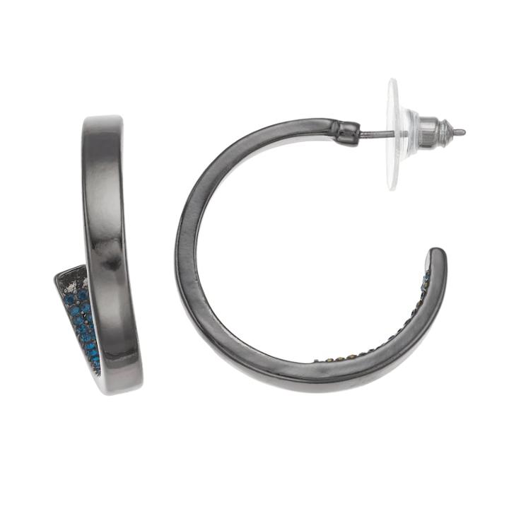 Twist Nickel Free Hoop Earrings, Women's, Blue