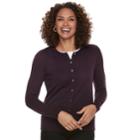 Women's Croft & Barrow Essential Cardigan Sweater, Size: Large, Drk Purple