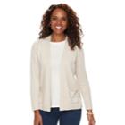 Women's Croft & Barrow&reg; Essential Open Front Cardigan, Size: Medium, Lt Beige