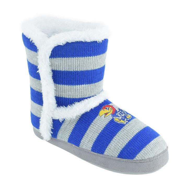 Women's Kansas Jayhawks Striped Boot Slippers, Size: Large, Team