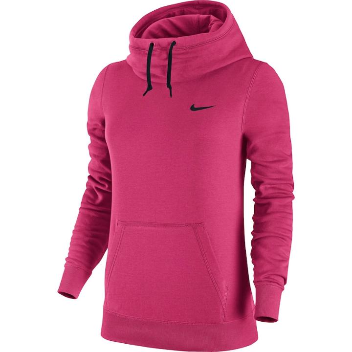 Women's Nike Club French Terry Funnel Neck Hoodie, Size: Large, Med Red