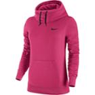 Women's Nike Club French Terry Funnel Neck Hoodie, Size: Large, Med Red