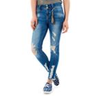 Juniors' Wallflower Faded Ripped Skinny Jeans, Teens, Size: 3, Purple Oth