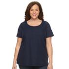 Plus Size Croft & Barrow&reg; Lace-front Scoopneck Tee, Women's, Size: 1xl, Blue