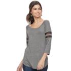 Juniors' Pink Rose Shirttail Mesh Sleeve Top, Teens, Size: Small, Grey Other