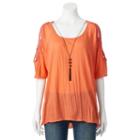 Women's French Laundry Crochet Necklace Tunic, Size: Large, Orange Oth