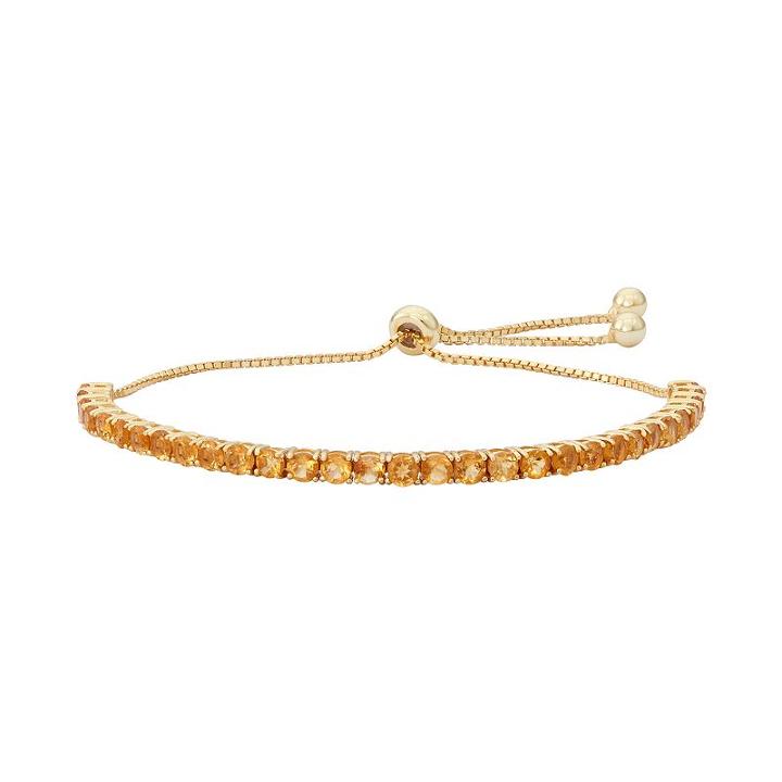 14k Gold Over Silver Citrine Lariat Bracelet, Women's, Size: 9, Orange