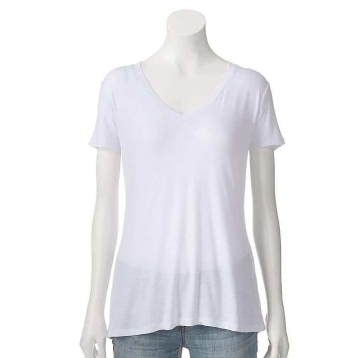 Apt. 9&reg; Essential Solid V-neck Tee - Women's, Size: Large, Natural