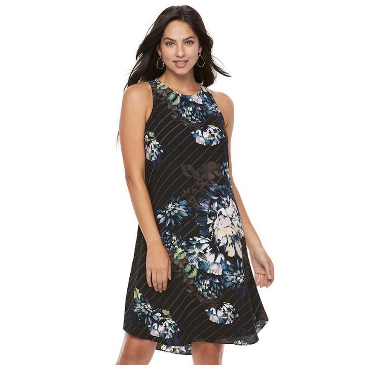 Women's Apt. 9&reg; Print A-line Dress, Size: Large, Dark Blue