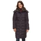 Women's Tower By London Fog Long Faux-fur Trim Down Puffer Jacket, Size: Xl, Drk Purple