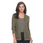 Women's Apt. 9&reg; Chevron Open-front Cardigan Sweater, Size: Medium, Green