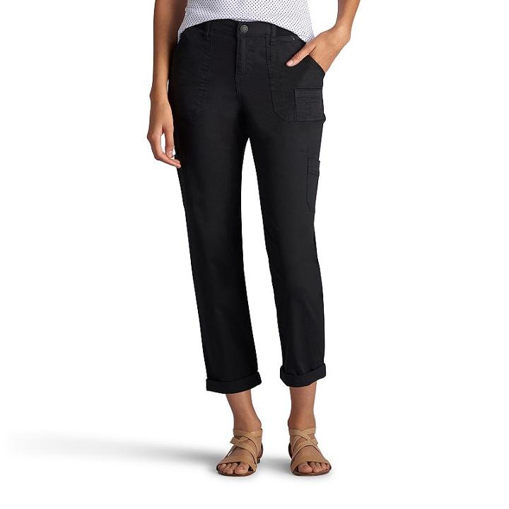 Petite Lee Presley Relaxed Fit Cargo Pants, Women's, Size: 14 Petite, Black