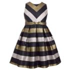 Girls 7-16 & Plus Size Bonnie Jean Metallic Chevron Striped Taffeta Dress, Size: 8, Natural