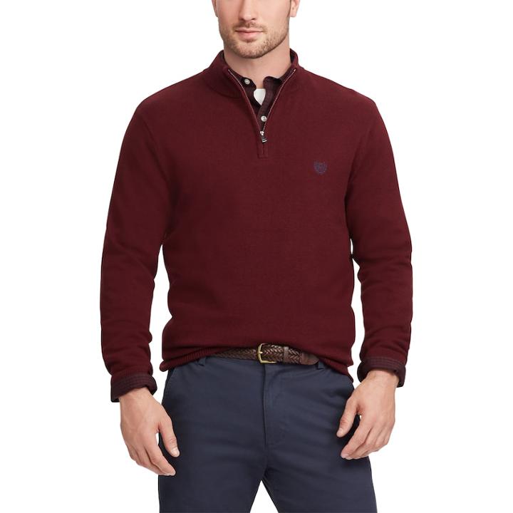 Men's Chaps Regular-fit Textured Quarter-zip Pullover, Size: Medium, Red