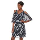 Women's Connected Apparel Cold-shoulder Polka-dot Dress, Size: 12, Blue (navy)