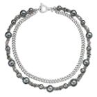 Simply Vera Vera Wang Gray Simulated Pearl Chain Wrapped Necklace, Women's, Grey Other