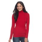 Women's Croft & Barrow&reg; Essential Ribbed Turtleneck Sweater, Size: Xxl, Med Red