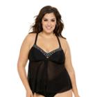 Juniors' Plus Size Costa Del Sol Flyaway Tankini Top, Size: 1xl, Black