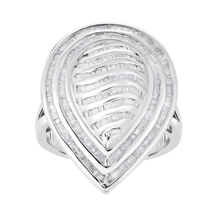 Sterling Silver 1 Carat T.w. Diamond Teardrop Ring, Women's, Size: 6, White
