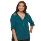 Juniors' Plus Size Candie's&reg; Strappy Shoulder Top, Teens, Size: 2xl, Green
