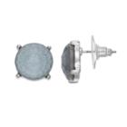 Gray Shimmery Round Stone Nickel Free Stud Earrings, Women's, Grey