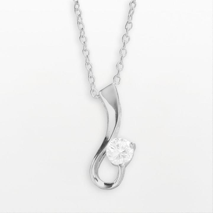 Sterling Silver Cubic Zirconia Pendant, Women's, Size: 18, White
