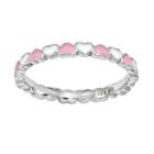 Stacks And Stones Sterling Silver Heart Stack Ring, Women's, Size: 7, Pink