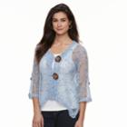 Women's Nina Leonard Open-work Embellished Cardigan, Size: Xl, Light Blue