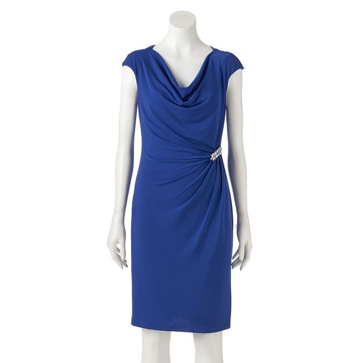 Women's Jessica Howard Draped Sheath Dress, Size: 8, Brt Blue