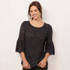 Women's Lc Lauren Conrad Eyelet Crewneck Sweater, Size: Xl, Med Grey