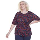 Plus Size Popsugar Print Tee, Women's, Size: 0x, Med Red