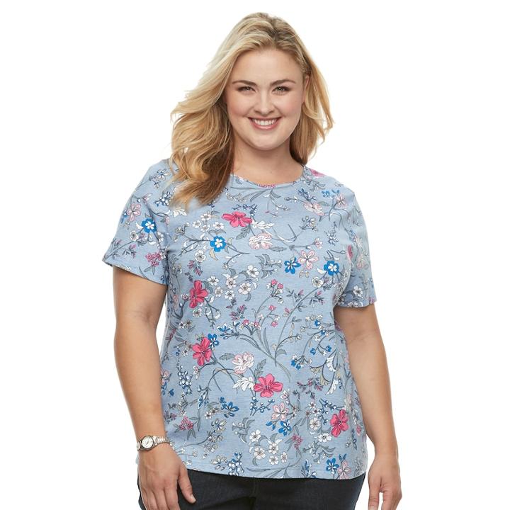 Plus Size Croft & Barrow&reg; Essential Crewneck Tee, Women's, Size: 1xl, Light Blue