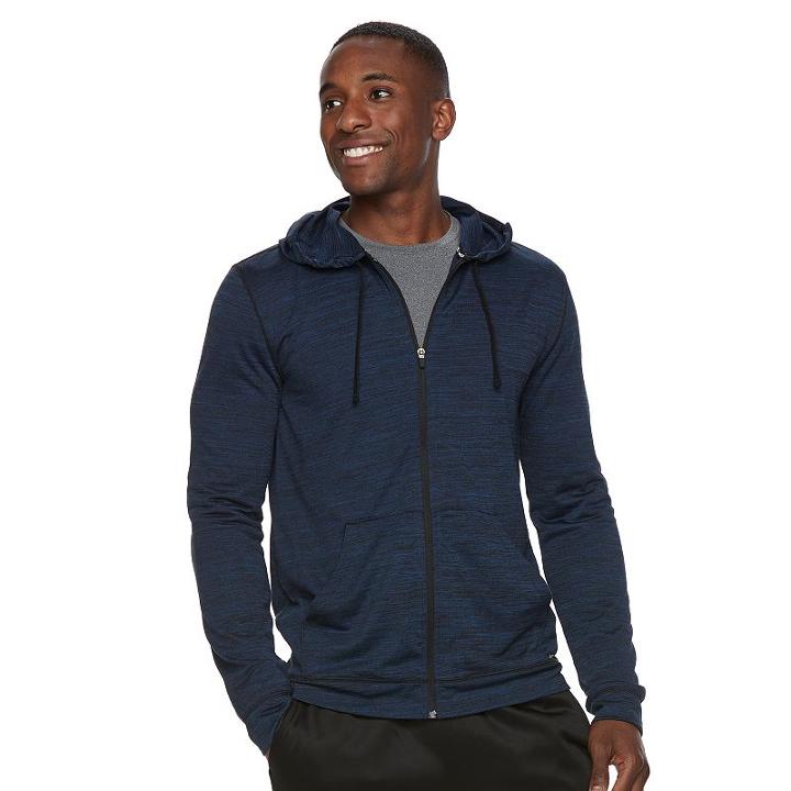 Men's Tek Gear&reg; Brushed Space-dyed Full-zip Hoodie, Size: Medium, Blue