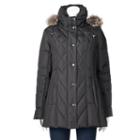 Women's Towne By London Fog Hooded Down Puffer Jacket, Size: Small, Black