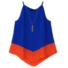 Girls 7-16 Iz Amy Byer Colorblock V-front Tank Top With Necklace, Girl's, Size: Medium, Brt Blue