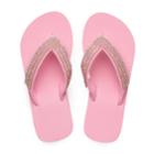 Girls 4-16 Rhinestone Wedge Flip Flops, Size: 1/2, Med Pink