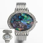 Vivani Silver Tone Simulated Abalone And Simulated Crystal Bangle Watch - K4093a - Women, Women's, Size: Large, Grey