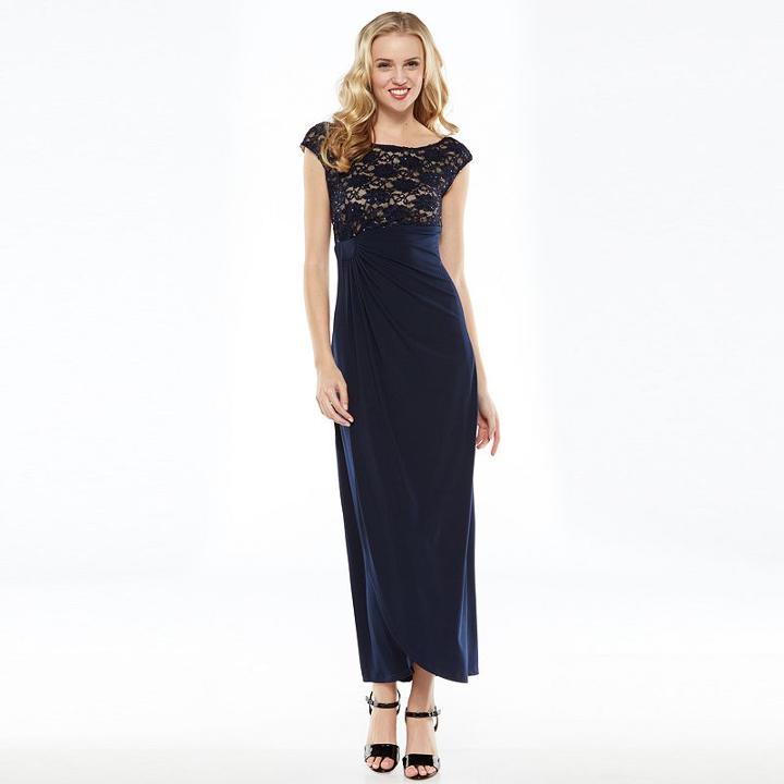 Connected Apparel Gathered Full-length Dress - Women's, Size: 10, Gold