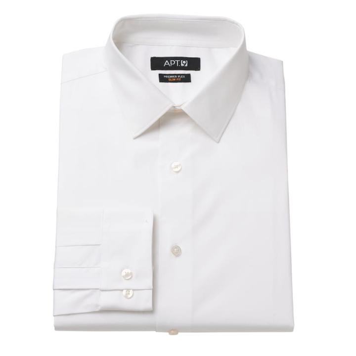 Big & Tall Apt. 9&reg; Premier Flex Collar Stretch Dress Shirt, Men's, Size: 18.5 38/9t, White