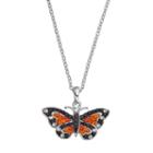 Silver Luxuries Silver Tone Crystal Monarch Butterfly Pendant, Women's, Orange