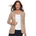 Petite Croft & Barrow&reg; Chevron Stitch Open-front Cardigan, Women's, Size: M Petite, Med Beige