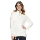 Women's Croft & Barrow&reg; 1/4 Zip Textured Sweater, Size: Medium, White