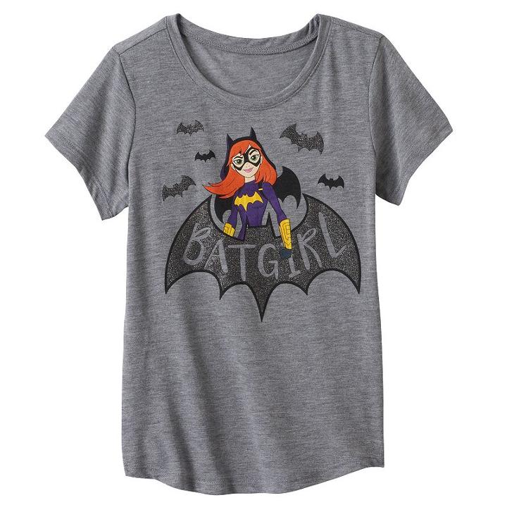 Girls 7-16 Dc Comics Super Hero Girls Batgirl Glitter Graphic Tee, Girl's, Size: Large, Med Grey