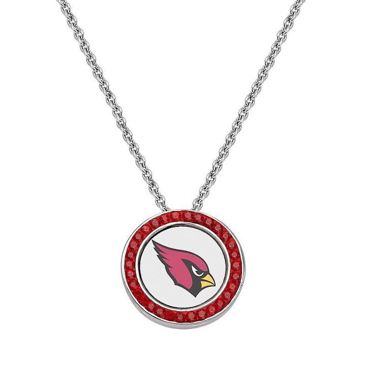 Arizona Cardinals Team Logo Crystal Pendant Necklace - Made With Swarovski Crystals, Women's, Size: 18, Red