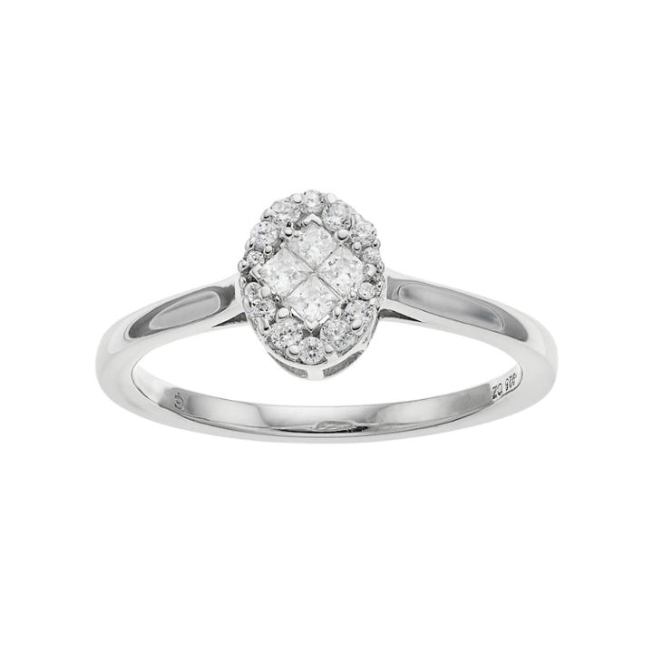 10k White Gold 1/4 Carat T.w. Diamond Oval Cluster Ring, Women's, Size: 7