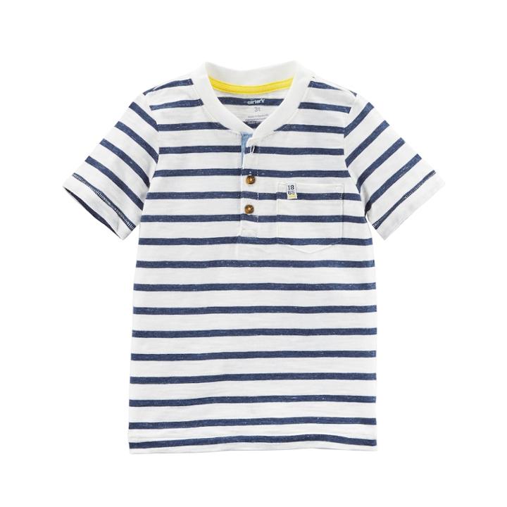Boys 4-8 Carter's Striped Pocket Henley, Size: 4/5, Blue Stripe