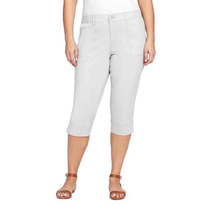 Plus Size Gloria Vanderbilt Rhea Twill Capris, Women's, Size: 18 W, Med Grey