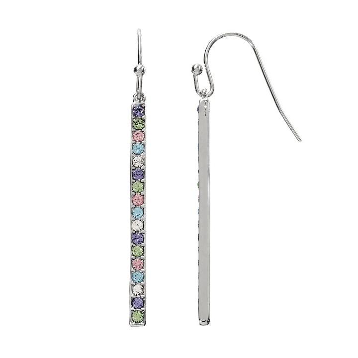Crystal Collection Crystal Silver-plated Stick Drop Earrings, Women's, Multicolor