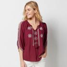 Women's Sonoma Goods For Life&trade; Embroidered Cold Shoulder Peasant Top, Size: Xxl, Med Purple