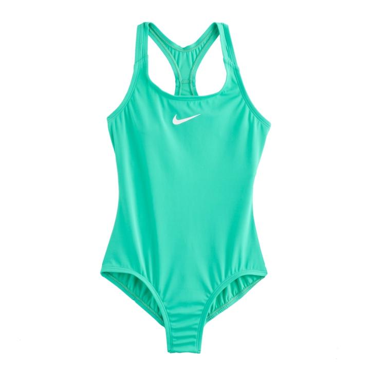 Girls 7-14 Nike Racerback Swimsuit, Size: 14, Green